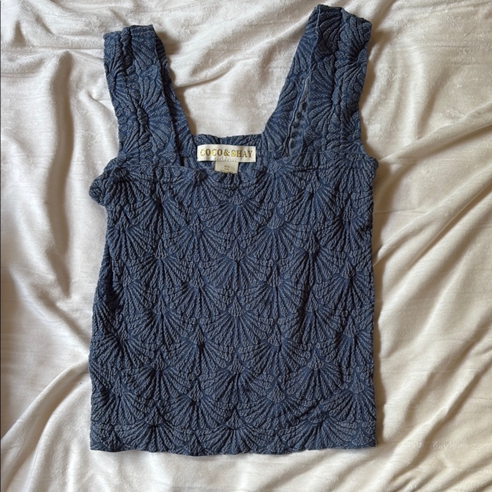 Blue Textured Tank Top